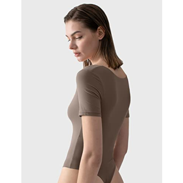 PUMIEY Women's Soft V-Neck Bodysuit - Comfortable & Stylish