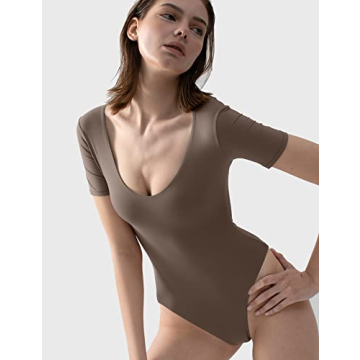 PUMIEY Women's Soft V-Neck Bodysuit - Comfortable & Stylish