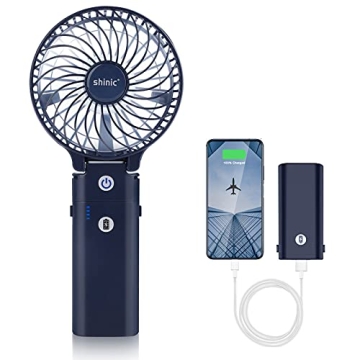 SHINIC Portable Handheld Fan with Power Bank and 20 Hour Runtime