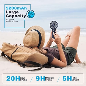 SHINIC Portable Handheld Fan with Power Bank and 20 Hour Runtime