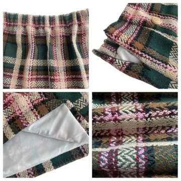 HERBATOMIA Women's Plaid Mini Skirt Green Vintage High Waist Above Knee Length Pencil Bodycon Short Winter Skirts for Women