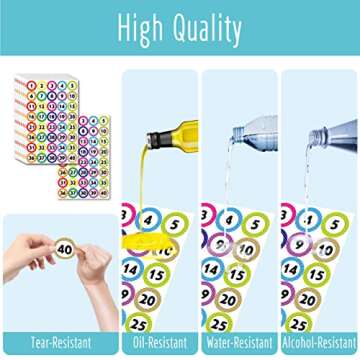 480 PCS Polka Dot 1-40 Numbers Stickers for Office, Classroom, Organizing (Each Measures 1" in Diameter)