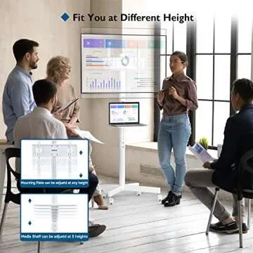 BONTEC Mobile TV Stand with Locking Wheels and Shelf