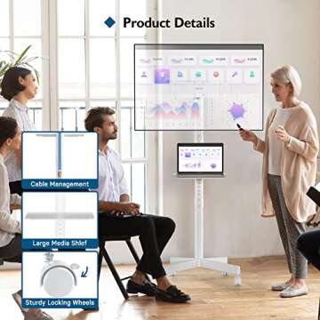 BONTEC Mobile TV Stand with Locking Wheels and Shelf