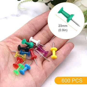 Colored Thumb Tacks Push Pins - Coideal 600 Pcs Multicolor Thumbtacks Steel Point and Plastic Head for Cork Board Bulletin Wall (12 Assorted Colors)