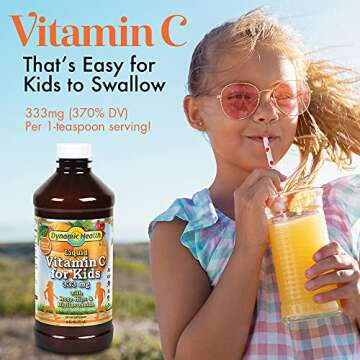 Dynamic Health Liquid Vitamin C for Kids 333 mg with Rose HIPS, Acerola & Bioflavonoids | Approx. 96 Servings, 16 FL OZ