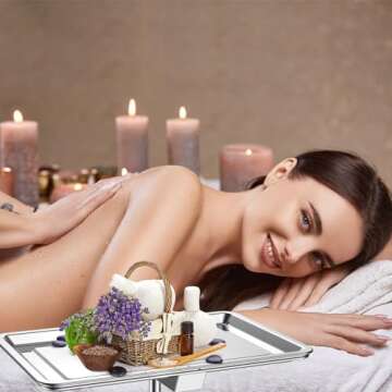 ChoJiah Extra Large Mayo Stand Rolling Salon Tray Hairstylist Tray Heavy Duty Tattoo Tray, Ideal Use...