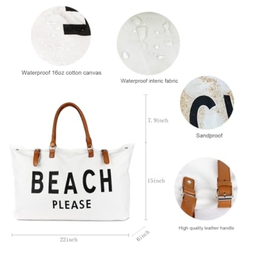 Lamyba Waterproof Sandproof Beach Bag Tote Stylish Functional