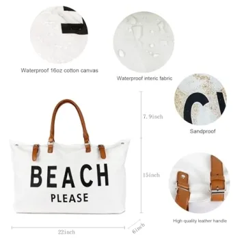 Lamyba Waterproof Sandproof Beach Bag Tote Stylish Functional