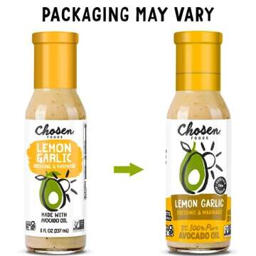 Chosen Foods Avocado Oil-Based Lemon Garlic Salad Dressing and Marinade, Keto Diet Friendly, Gluten ...