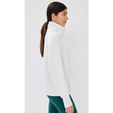 Varley Women's Roxbury Zip Through Sweatshirt, Ivory Marl, Off White, S