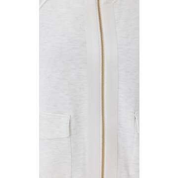 Varley Women's Roxbury Zip Through Sweatshirt, Ivory Marl, Off White, S