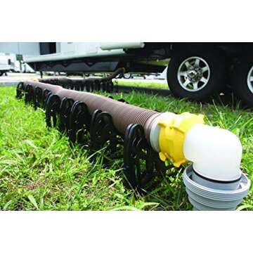 Camco Revolution Sewer Hose Kit with 360 Degree Swivel Fittings and 4-in-1 Elbow Adapter, Universal Fit, 20 Feet (39634)