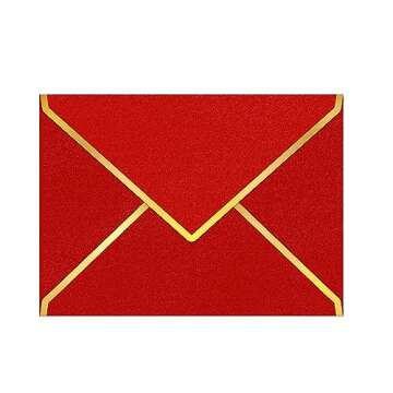 AVERZELLA 60 Pack Gold Envelopes 5x7 Bluk Red, 250G Pearled Cardstock A7 Envelopes for Invitations B...