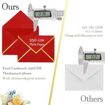 AVERZELLA 60 Pack Gold Envelopes 5x7 Bluk Red, 250G Pearled Cardstock A7 Envelopes for Invitations Business Mailing Envelope with Gold Foil Border, A6 4x6 Envelopes for Wedding Baby Shower Cards