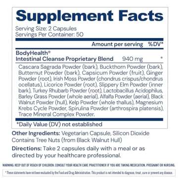 BodyHealth Intestinal Cleanse - Eliminate, Colon Cleanser Detox, Gentle Laxative Pills and Bowel Flu...