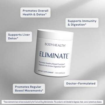 BodyHealth Intestinal Cleanse - Eliminate, Colon Cleanser Detox, Gentle Laxative Pills and Bowel Flush Constipation Relief for Adults, Body Cleanse for Colon Health and Clean Gut (100 Capsules)