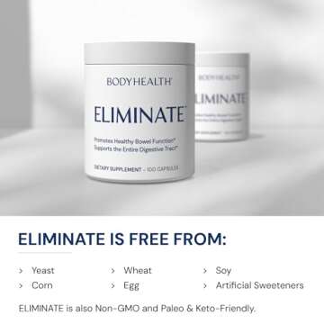 BodyHealth Intestinal Cleanse - Eliminate, Colon Cleanser Detox, Gentle Laxative Pills and Bowel Flush Constipation Relief for Adults, Body Cleanse for Colon Health and Clean Gut (100 Capsules)