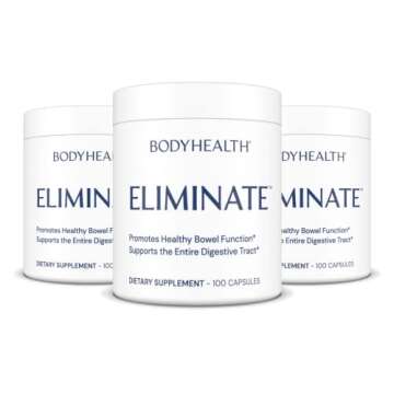 BodyHealth Intestinal Cleanse - Eliminate, Colon Cleanser Detox, Gentle Laxative Pills and Bowel Flush Constipation Relief for Adults, Body Cleanse for Colon Health and Clean Gut (100 Capsules)