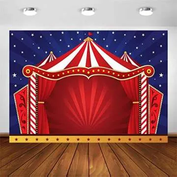 Avezano Circus Tent Photography Backdrops Glitter Stars Carnival Red Tent Kids Birthday Party Banner Decor Baby Shower Background for Pictures (7x5ft)