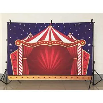 Avezano Circus Tent Photography Backdrops Glitter Stars Carnival Red Tent Kids Birthday Party Banner Decor Baby Shower Background for Pictures (7x5ft)