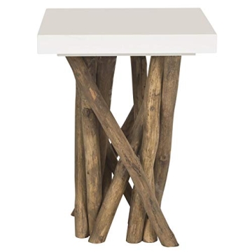SAFAVIEH Home Collection Hartwick White and Natural Side Table