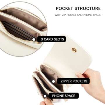 BOSTANTEN Vegan Leather Small Crossbody Bags for Women Designer Cell Phone Bag Wallet Purses Adjustable Strap White