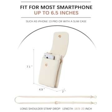 BOSTANTEN Vegan Leather Small Crossbody Bags for Women Designer Cell Phone Bag Wallet Purses Adjustable Strap White