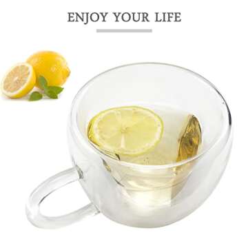 Asng Double Layer Heart-Shaped Glass Cup for Coffee