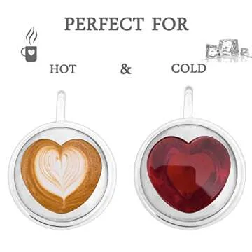 Asng Double Layer Heart-Shaped Glass Cup for Coffee