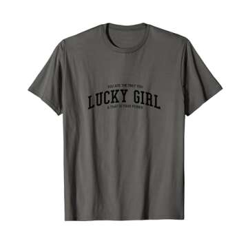 Lucky Girl Varsity Graphic T-Shirt - Stylish, Cozy, Oversized Apparel