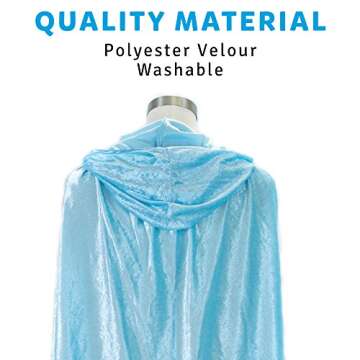 Everfan Light Blue Hooded Cape for Adults | Cloak with Hood for Halloween, Cosplay, Costume, Dress U...