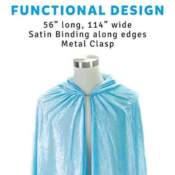 Everfan Light Blue Hooded Cape for Adults | Cloak with Hood for Halloween, Cosplay, Costume, Dress Up