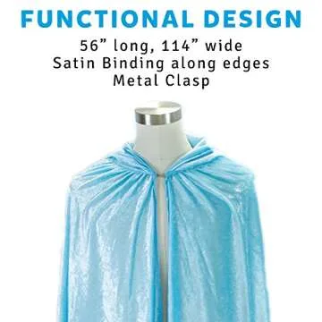 Everfan Light Blue Hooded Cape for Adults | Cloak with Hood for Halloween, Cosplay, Costume, Dress Up