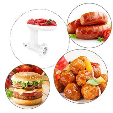 Food Grinder Attachment for KitchenAid Stand Mixers Includes 2 Sausage Filler Tubers, 4 Grinding Plates, Meat Grinder Attachment for kitchenAid, White …