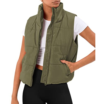 AUTOMET Women's Stylish Winter Puffer Vest with Pockets