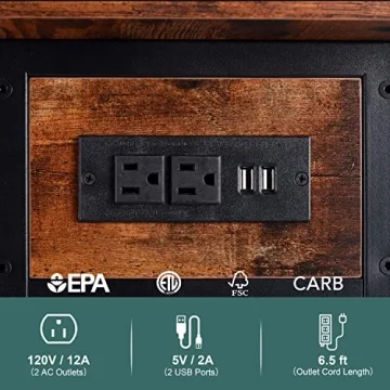 Yoobure End Table with USB Charging Station