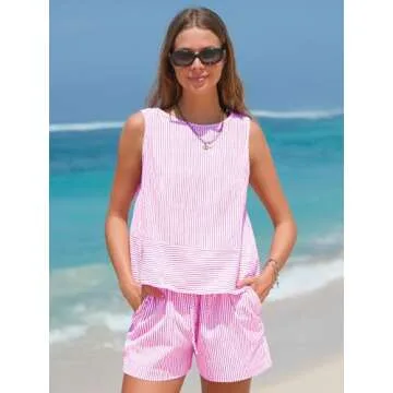 Stylish EXLURA Women's Summer Matching Tank Top Shorts Set