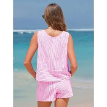 Stylish EXLURA Women's Summer Matching Tank Top Shorts Set