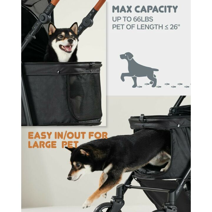 Medium Pet Stroller for Dogs & Cats Up to 66lbs