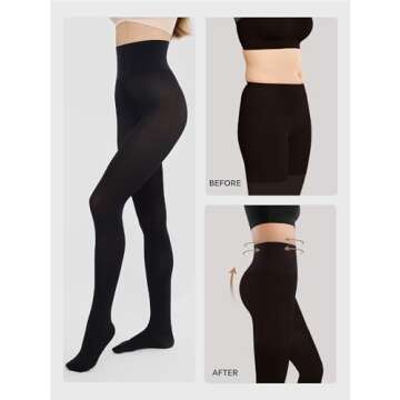 Shop LUCKYMEEY Tummy Control Black Tights for Women