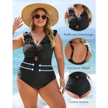 Blooming Jelly Women's Plus Size One Piece Swimsuit - Comfort & Style