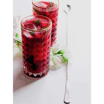 18" Cocktail Mixing Glass Bar Spoon - Long Handle Stainless Steel Drink Pitcher Mixer to Chill and Mix Stirred Drinks - 1 Spoon