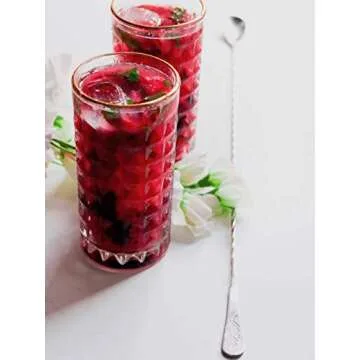 18" Cocktail Mixing Glass Bar Spoon - Long Handle Stainless Steel Drink Pitcher Mixer to Chill and Mix Stirred Drinks - 1 Spoon