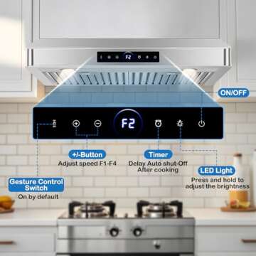 30 inch Under Cabinet Range Hood 1200 CFM with Gesture Control