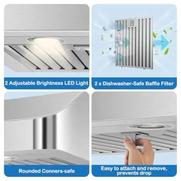 30 inch Under Cabinet Range Hood 1200 CFM with Gesture Control