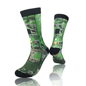 Green Computer Circuit Board Unisex Adult Fun Cool 3D Print Colorful Athletic Sport Novelty Crew Tub...