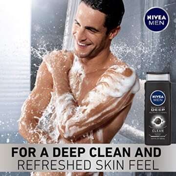 Nivea Men Deep Skin Care Collection, Men's Body Wash, Shave Gel, After Shave, and Beard & Face Wash, 4 Piece Gift Set
