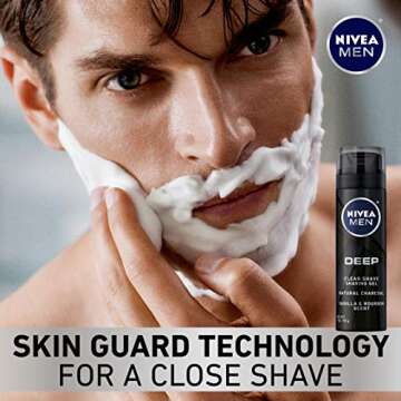 Nivea Men Deep Skin Care Collection, Men's Body Wash, Shave Gel, After Shave, and Beard & Face Wash, 4 Piece Gift Set