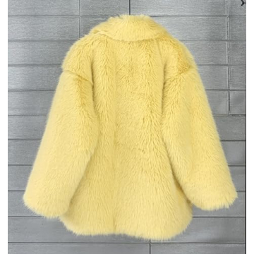 Vickstco Fluffy Faux Fur Parka Outwear Overcoat with Sleeves